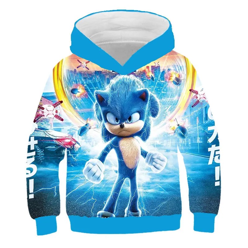 Children Unisex Sonic Hedgehog Sweatshirts Sonic The Hedgehog Kid Youth Unisex Hoodies Sonic Theme Boys Girls Anime Cartoon Outfits