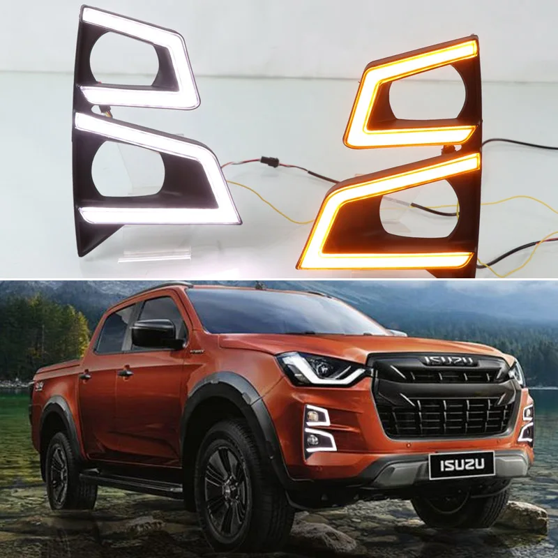 

Daytime running lights For ISUZU D-max Pickup 2020 2021 flexible Drl with turn signals LED For cars auto Fog lights headlights