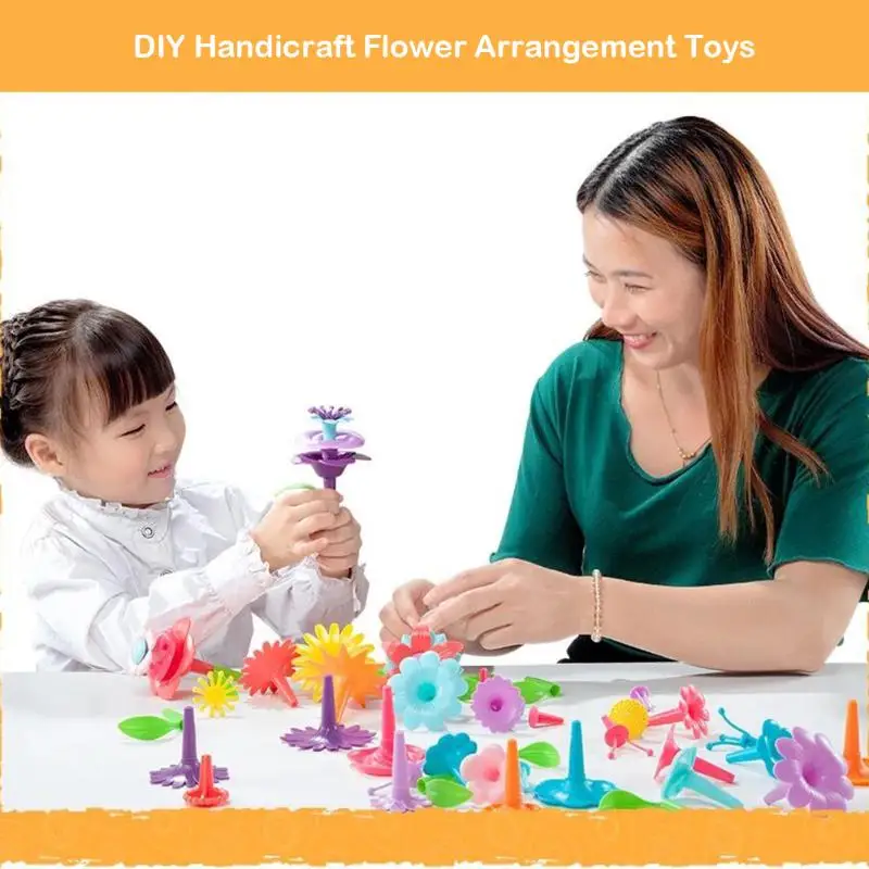 Children's Educational Toys Girl Building Blocks Toys Popper Garden Garden DIY Inserted Flower Pot Toys Visual Training Toys