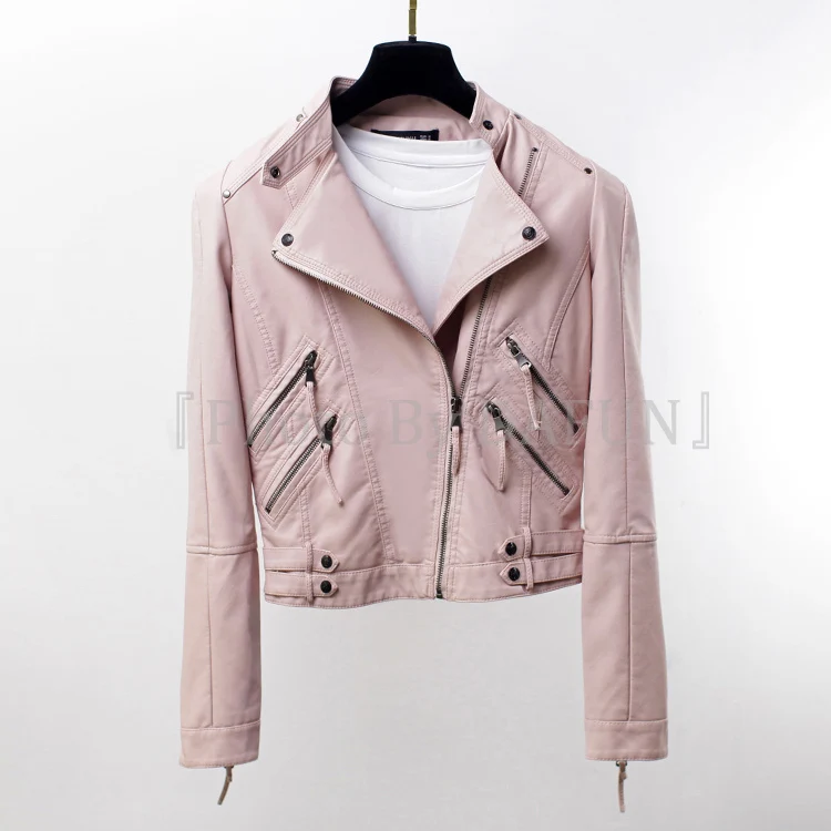 Женская кожаная куртка, пальто, манто, femme, хип-хоп, уличная одежда, укороченная куртка на молнии, белый, розовый, черный, искусственная кожа, байкерские куртки, верхняя одежда