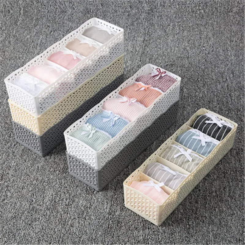 

5 Compartment Multifunctional Plastic Underwear Organizer Storage Box Bras Sock Tie container Home Divider Tidy Helper