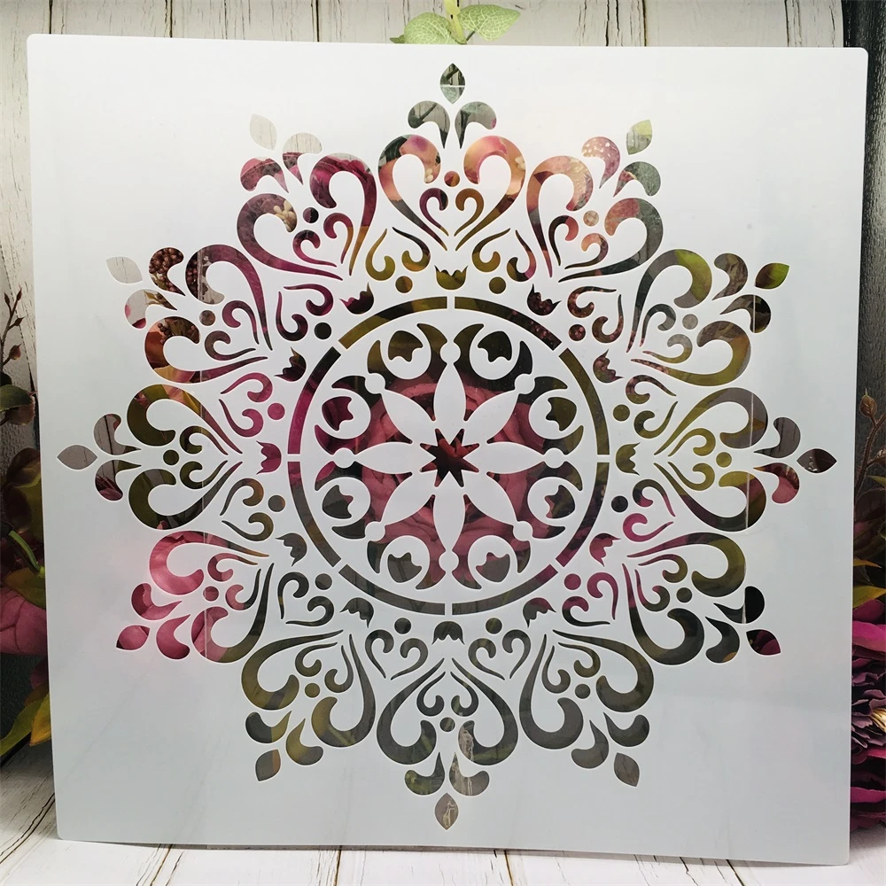 30 30cm geometry mandala heart crown diy layering stencils painting scrapbook coloring embossing album decorative template stencils aliexpress