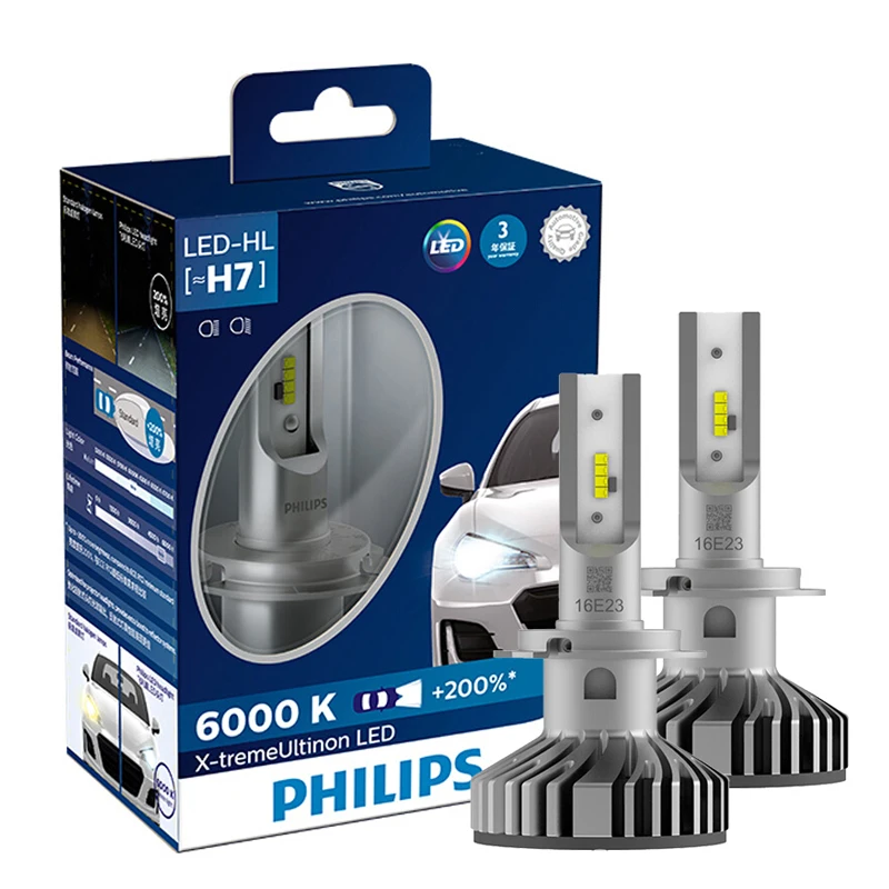  Philips X-treme Ultinon LED H7 12V 6000K +200% more Bright Car Headlight Auto Original OEM Upgrade 