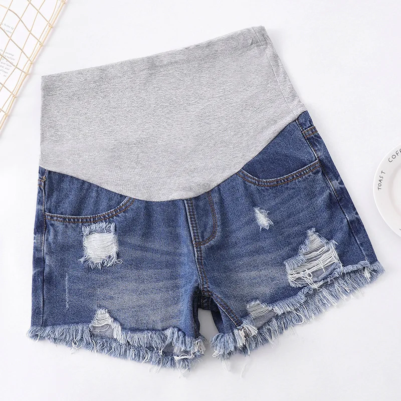 

Abdominal Support Shorts Summer Thin Section Outer Wear Fur Trim Maternity Pants Sub-2019 New Style Abdominal Support-Blue Leggi