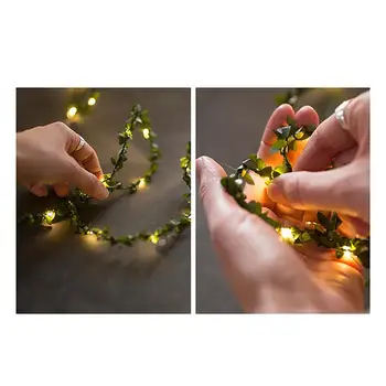 

Green Leaf Lights LED Copper Fairy Wire String Light Twine Light Rustic Chrismas Wedding Holiday New Year Party Event Decoration