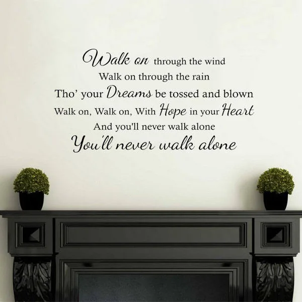 You'll never walk alone Lyrics Quote Wall Decal Liverpool Football Murals Boys Room Decorative Fooball Sticker WHJ019 | Дом и сад