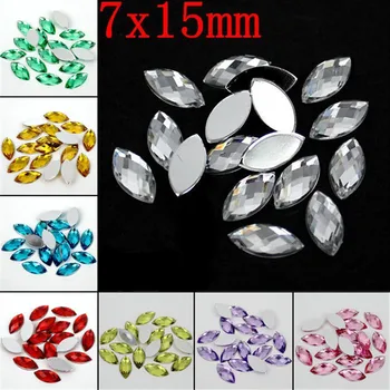 

Crystal Acrylic Horse eye Shape Rhinestone Decorate Nail art 7x15MM 200Pcs Flat Back Marquise Earth Facet Decorative Nail Drill