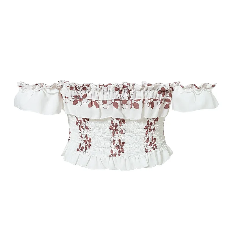 Мэлегант со складками, с открытыми плечами камзол твист сексуальный Camis короткий пляжный топ с принтом лето новая горячая распродажа укороченные топы женские рубашки