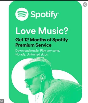 

12 Month Warranty Spotify Premium No Ads Offline download music works on Works on PCs Smart TVs Set top Boxes cellphone
