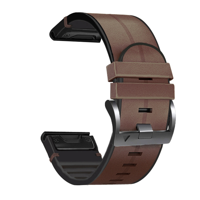 Genuine Leather+Silicone Bracelet Wrist For Garmin Quatix 5/3/instinct/D2 Charlie Smart Watch Band Strap Quick Fit Correa
