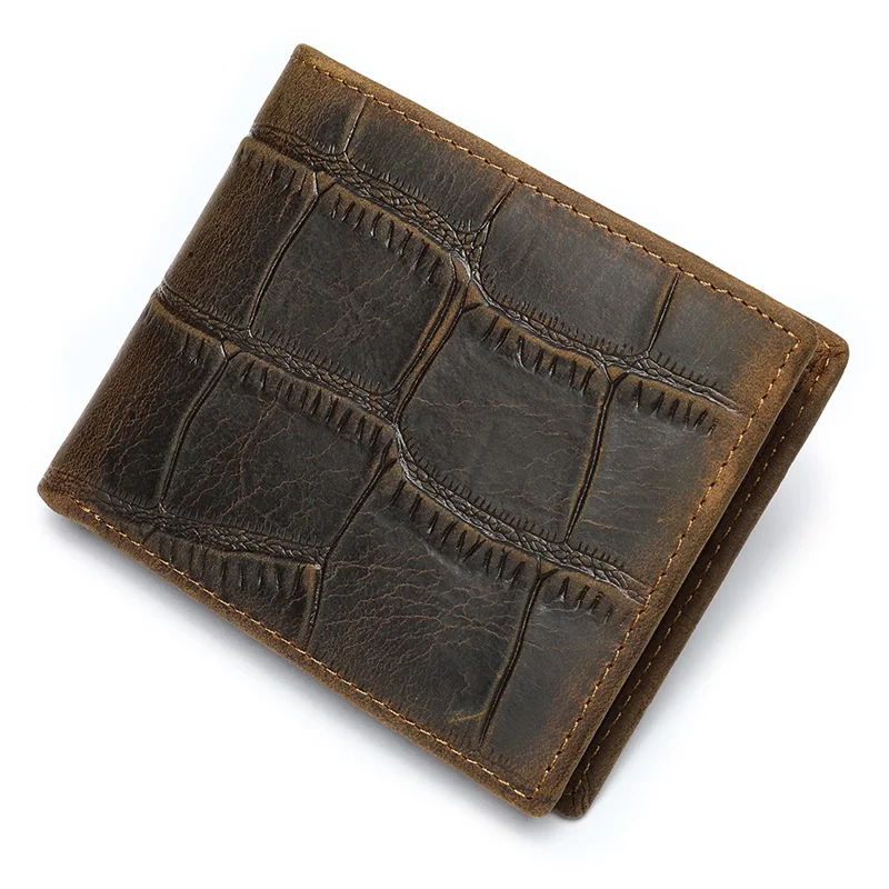 WETSAL Croco, мужской кошелек, натуральная кожа, кошелек, мужской кошелек, для карт, короткий/тонкий, кошельки, кожа, мужской держатель для карт, сумка для денег - Цвет: 7000coffee