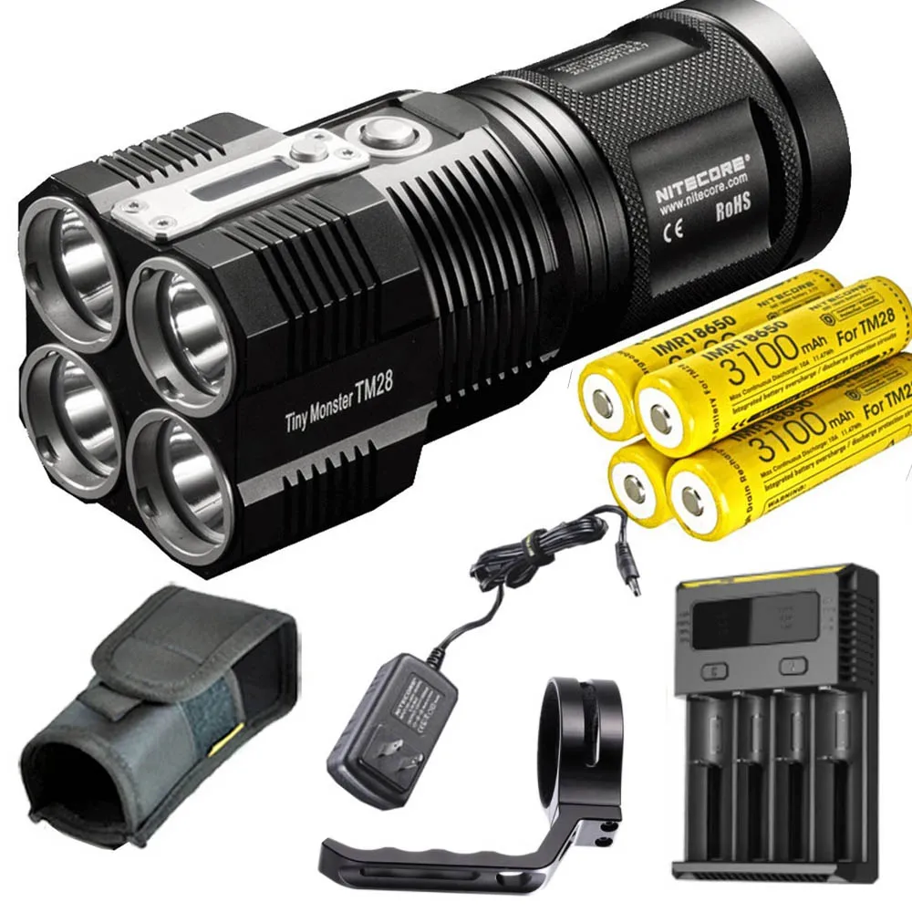 Перезаряжаемый модный фонарь NITECORE TM28 4 * CREE XHP35 HI LED max 6000 люмен прожектор 8 режимов