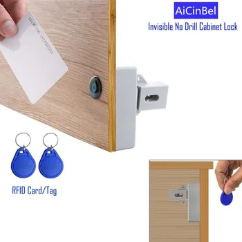 

Electronic Cabinet Lock Kit Set with RFID Card and Tag Entry - Hidden DIY Locks for for Wooden Cabinet Drawer Locker