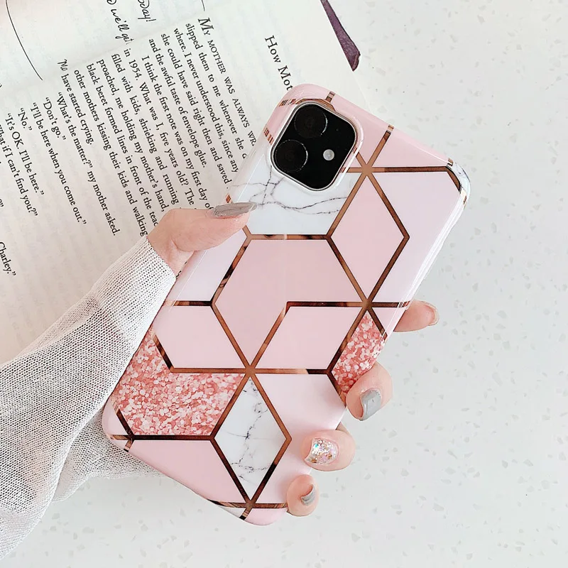T2 N1986N чехол с мраморным покрытием для iPhone 11 Pro Max X XR Xs Max Роскошный чехол для телефона для iPhone 6 6s 7 8 Plus модный IMD полный Чехол - Цвет: T2
