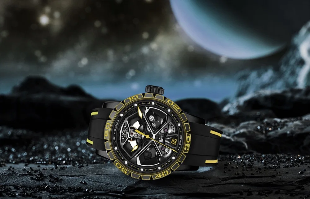 DIDUN hollow mechanical male watch tide brand sports stainless steel waterproof luminous automatic mechanical watch