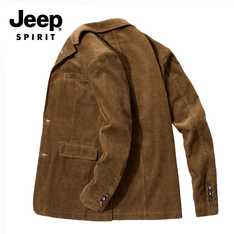JEEP SPIRIT бренд осень мужской бейзер пиджак повседневное кордовое пальто для мужчин отложной воротник две пуговицы плюс размер M-4XL приталенный Блейзер