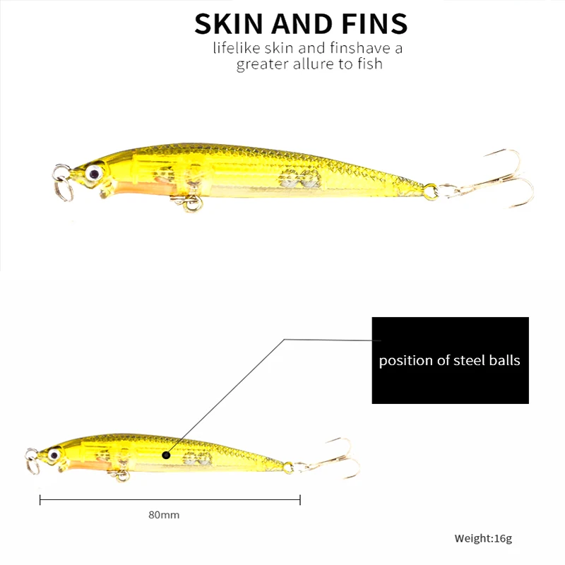 CatClaw fishing Lure Treble Hooks Slim Minnow top water Floating 80MM  Sea Fishing Lure Artificial Hard Bait 102M Sea fishing