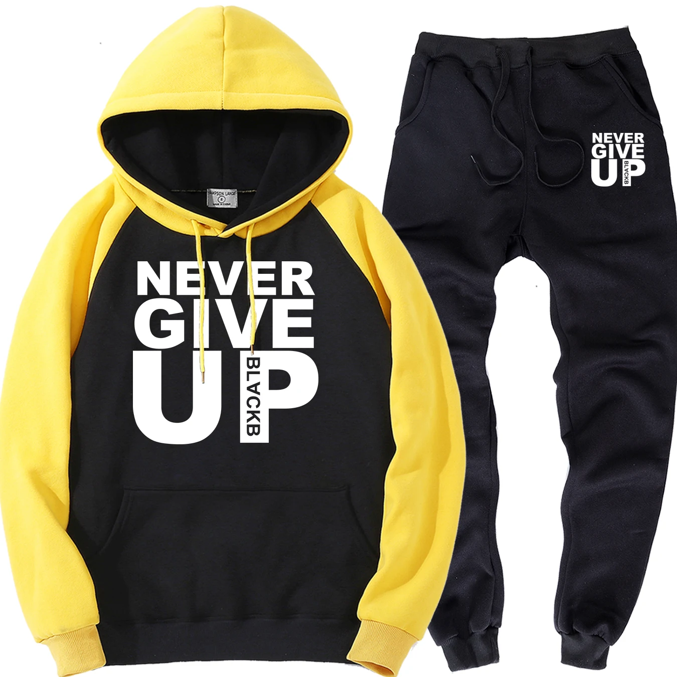 Never Give Up Мужской пуловер реглан спортивные штаны осенние флисовые спортивные комплекты уличная теплая толстовка уличные брюки костюмы из 2 предметов
