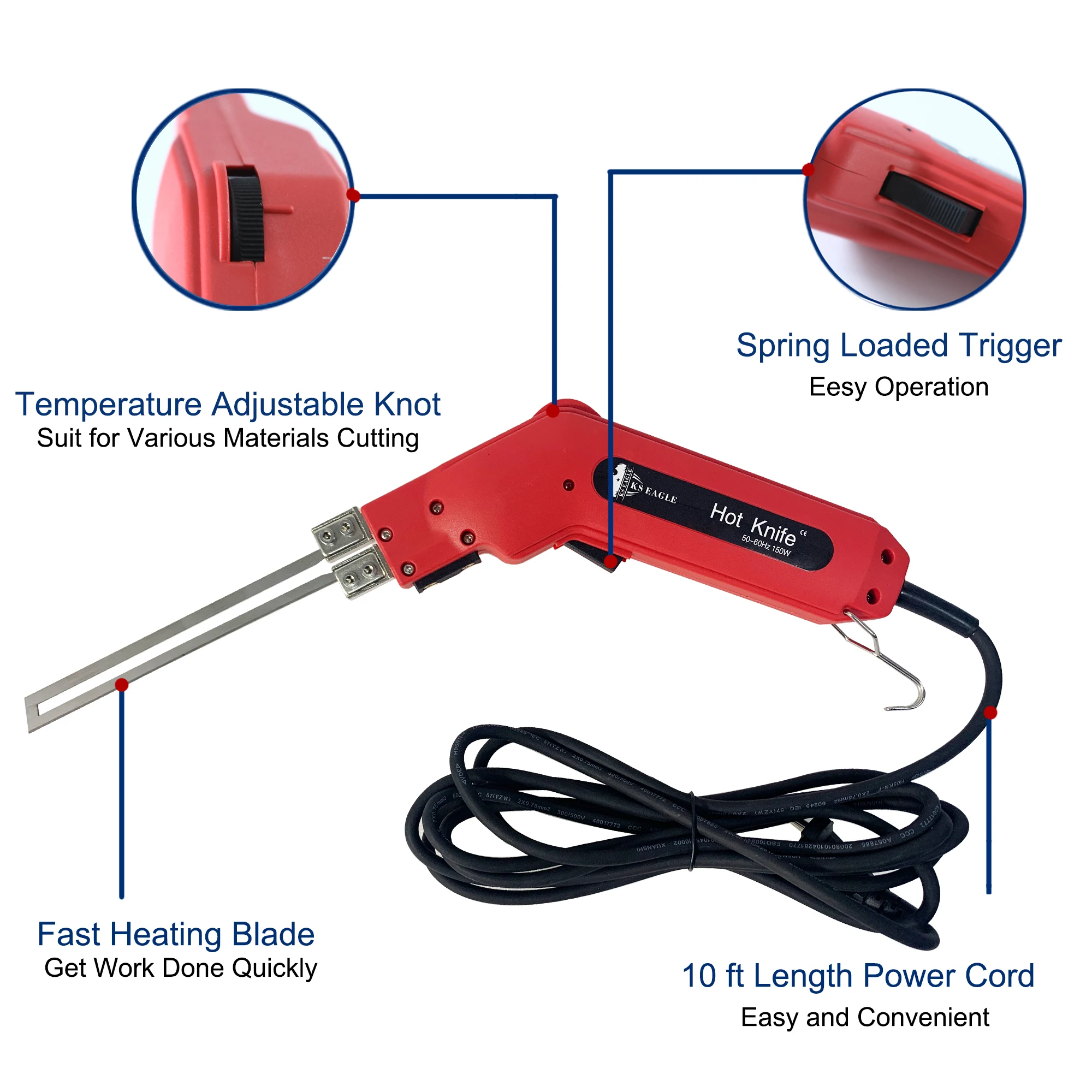 KS EAGLE 150W Handheld Electric Hot Knife Foam Sponge Cutter Styrofoam Professional Thermal Cutting Tool Cutter Heat Knife 3
