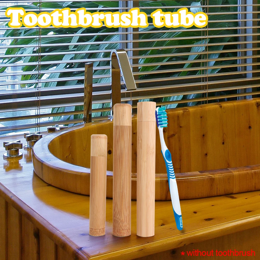 1PC Natural Bamboo Tube Eco-Friendly Toothbrush Case 21cm for Adult Health Oral Hygiene Travel Portable Toothbrush Holder 2