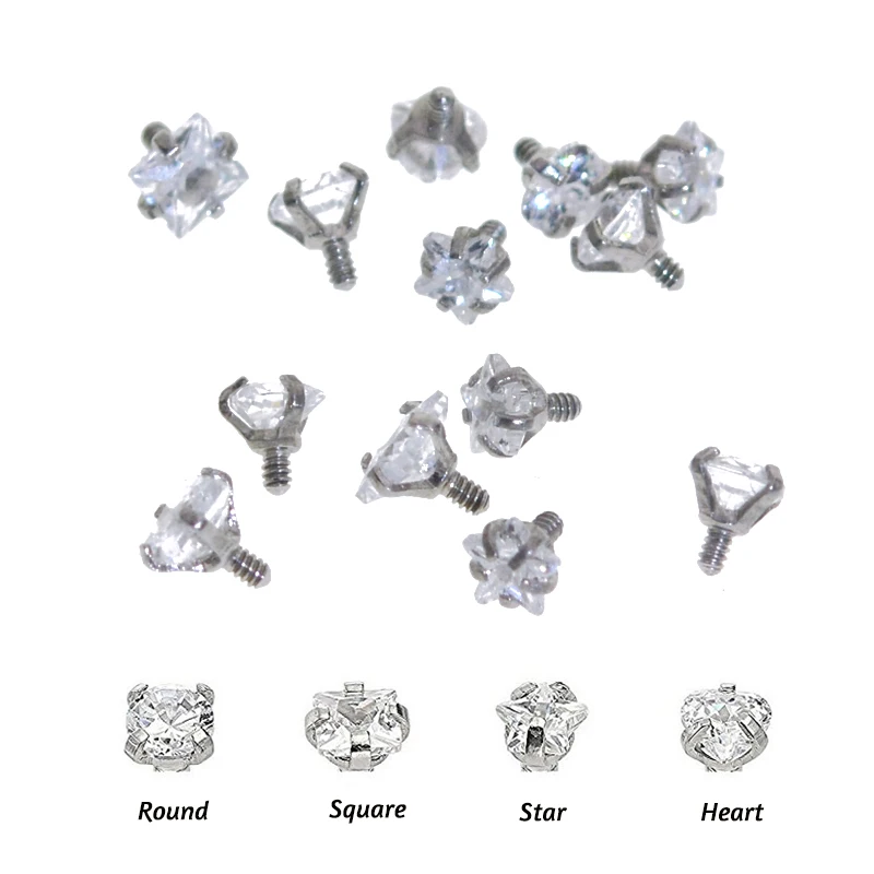 Piercing Jewelry 10Pcs 16G Zircon Top for Lip Stud Ear Piercing