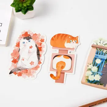 

Postcard Hand-Painted Cat Shape Cat Backyard Cute Hand-Painted Graffiti Style Small Fresh Cute Animal Shaped Card A9LC
