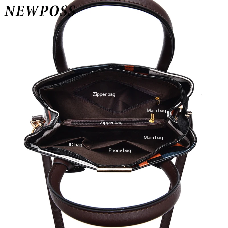 Newposs New Luxury Handbag Women Stitching Wild Messenger Bags Designer Brand Plaid Shoulder Bag Female Ladies Totes 6