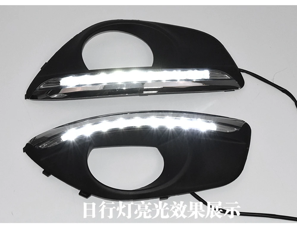 for Hyundai Santa Fe 2010~2012 12v LED CAR DRL Daytime Running Lights Dimmming style Relay fog lamp hole Yellow Signal Light | Автомобили