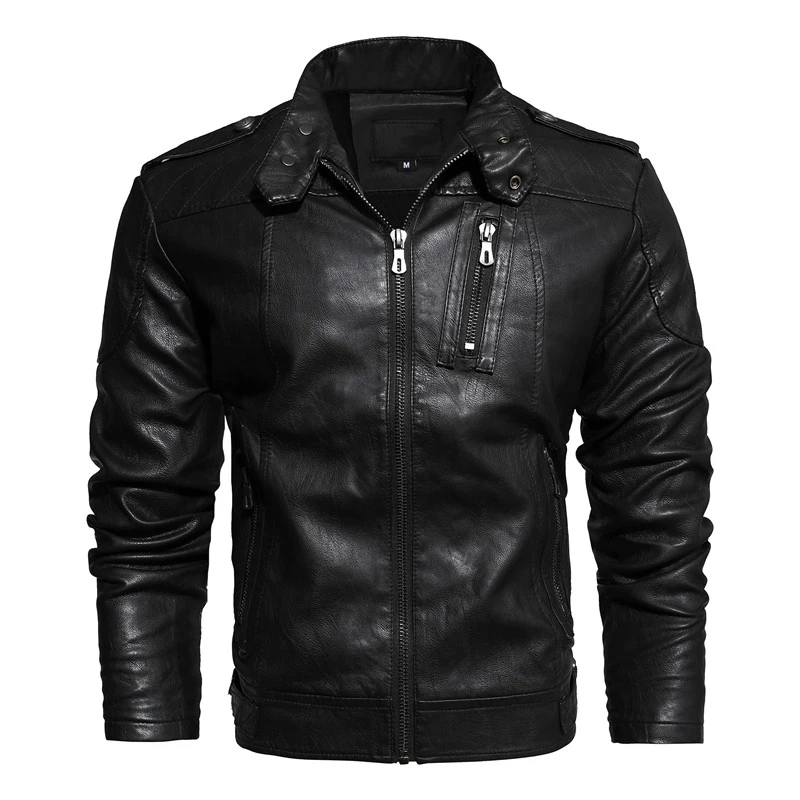 Black 8899 Новое поступление, кожаная мужская куртка, повседневная мотоциклетная куртка на молнии, высокое качество, флисовая мужская кожаная куртка, локомотив, мужские пальто - Цвет: Black 8899
