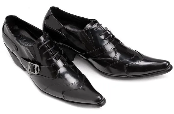 Christia Bella British Style Pointed Toe Men's Brogue Shoes Male Buckle Genuine Leather Shoes Fashion Men Party Heighten Shoes