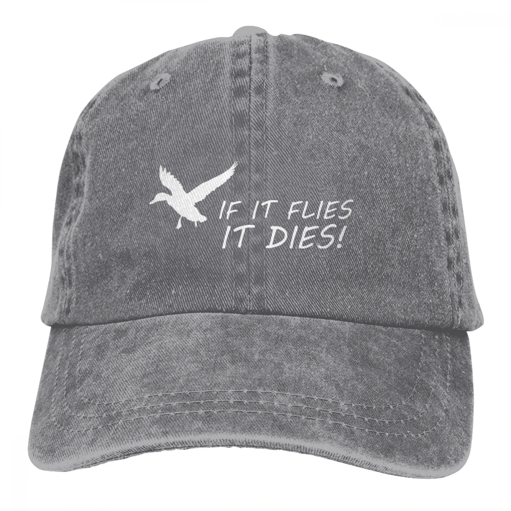 Если он летит, он умрёт Casquette черный унисекс Мужские Женские джинсовые бейсболка с ремешком кепки Регулируемая шляпа для гольфа папа