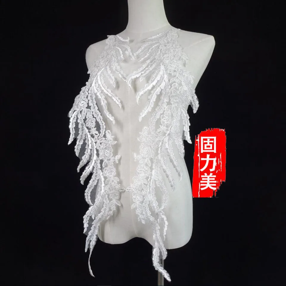 1 пара хлопок пряжа свадебное платье Шитье и DIY Вышивка Кружева аппликация и большой размер кружевной узор