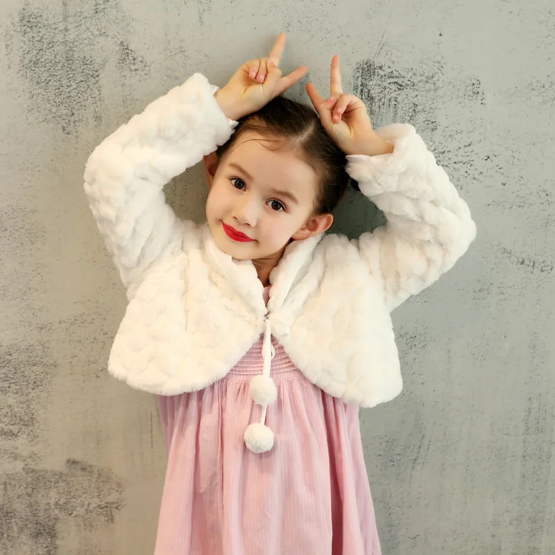 Детское плюшевое болеро из искусственного меха для девочек праздвечерние чное