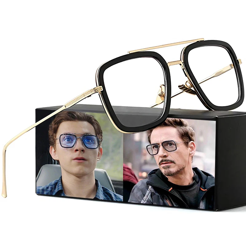 Fashion Tony Stark Glasses Men Ultralight The Avengers 3 iron Man Square Glasses Frame Spiderman Edith Eyeglasses Optical Frame