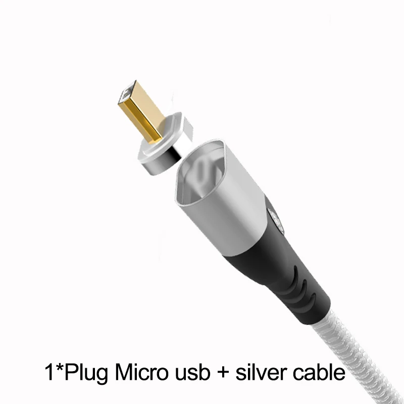 Silver For Micro IONCT Магнитный кабель 3A Быстрая зарядка для айфона IPad Xiaomi samsung Android магнитная зарядка телефон магнит зарядное устройство Micro USB type C провод для зарядки data - Цвет: Silver For Micro