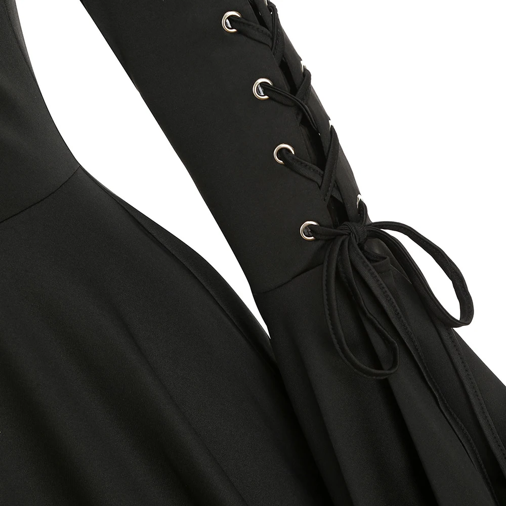 incredible  ROSEGAL Women Plus Size Hooded Lace-up Poet Sleeve Button Up Hanky Hem Skirted Gothic Coat Casual S