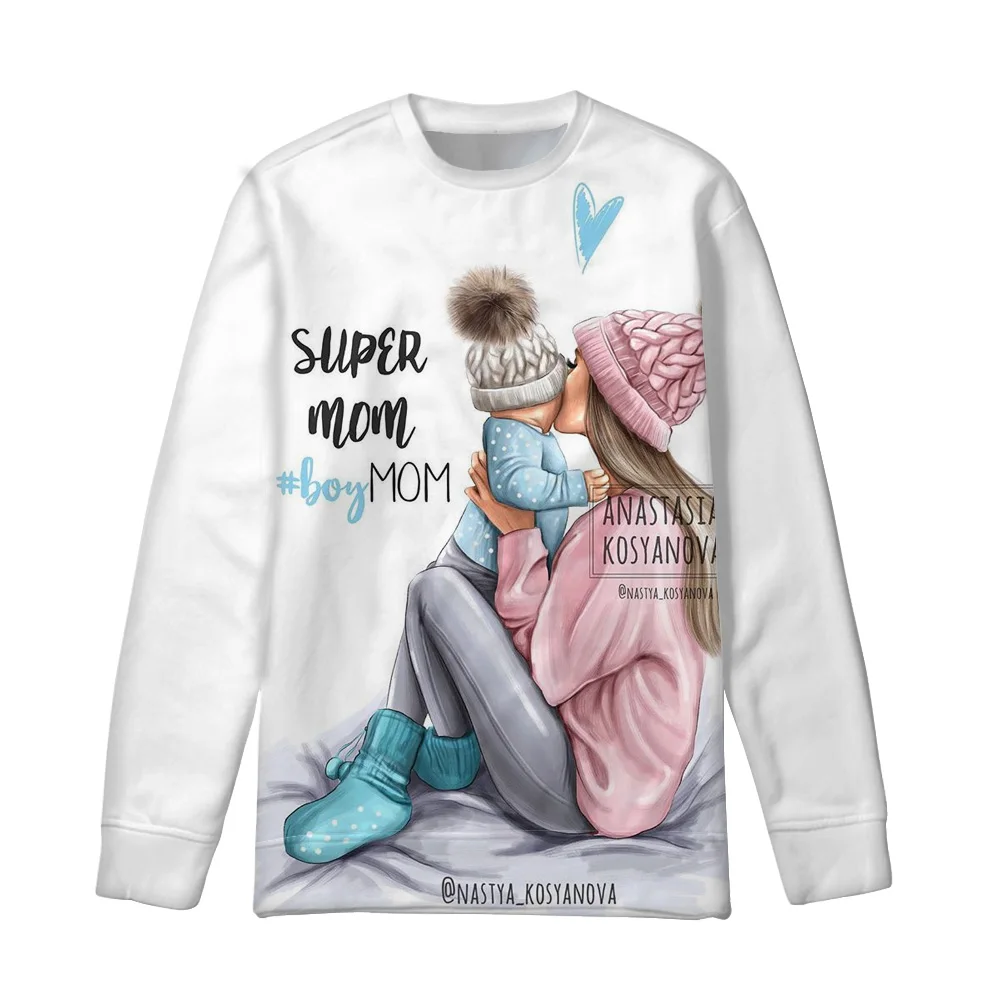 Женские худи с круглым вырезом, пуловер с принтом «Super Mama queen Princess», толстовки для девочек, уличная одежда больших размеров - Цвет: YQ3990Z73