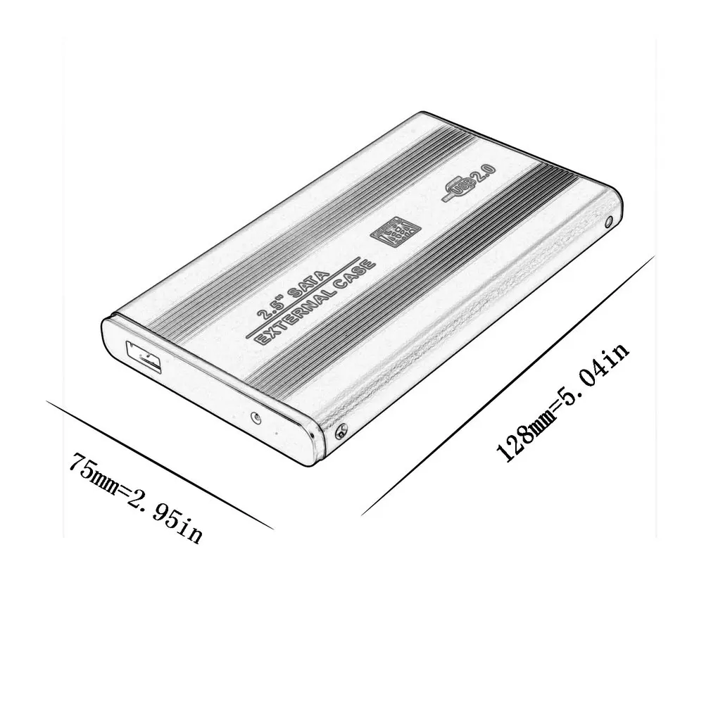 1 шт. USB 2,0 2,5 дюймов ударопрочный USB 2,0 Алюминиевый Внешний накопитель SATA жесткий диск HDD корпус Коробка Чехол