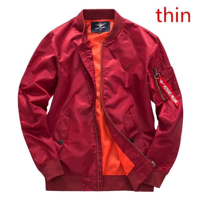 thin Red Мужские куртки-бомберы Ma1 Kanye West, верхняя одежда, армейский мотоцикл, военный летный авиационный пилот, мотоциклетная куртка размера плюс 8XL M - Цвет: thin Red