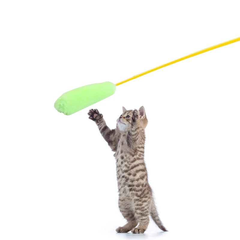 Pet игрушка для кота эластичные пластиковые длинная жердь палочки с небольшой шерстяной нитью, ворсовая кошачья интерактивная игрушка