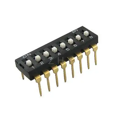 

10 Pcs 2.54mm Pitch 8 Position IC Type DIP Switch Black