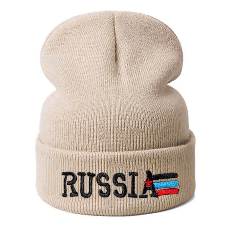 B Зимняя шапка для мужчин, новые вязаные шапки, одноцветная шапка, флаг с надписью, зимняя теплая Женская Повседневная шапка - Цвет: B