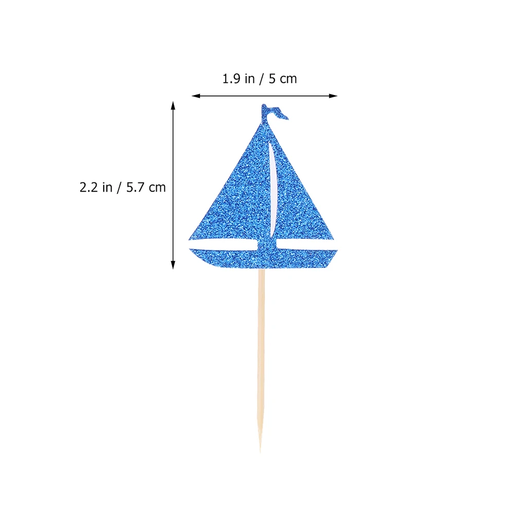 48/24pcs Sailing Boat Anchor Cake Topper Cake Picks Cupcake Decor Party Supplies for Wedding Birthday Festival