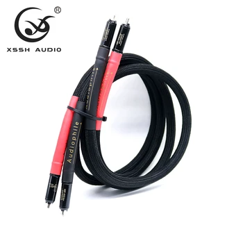 

1 pair 2pcs XSSH Hi-end HIFI FA-220 PVC 2 core Pure Copper OFC PCOCC WBT-0102 Male RCA to RCA Auido Cable Cord Wire