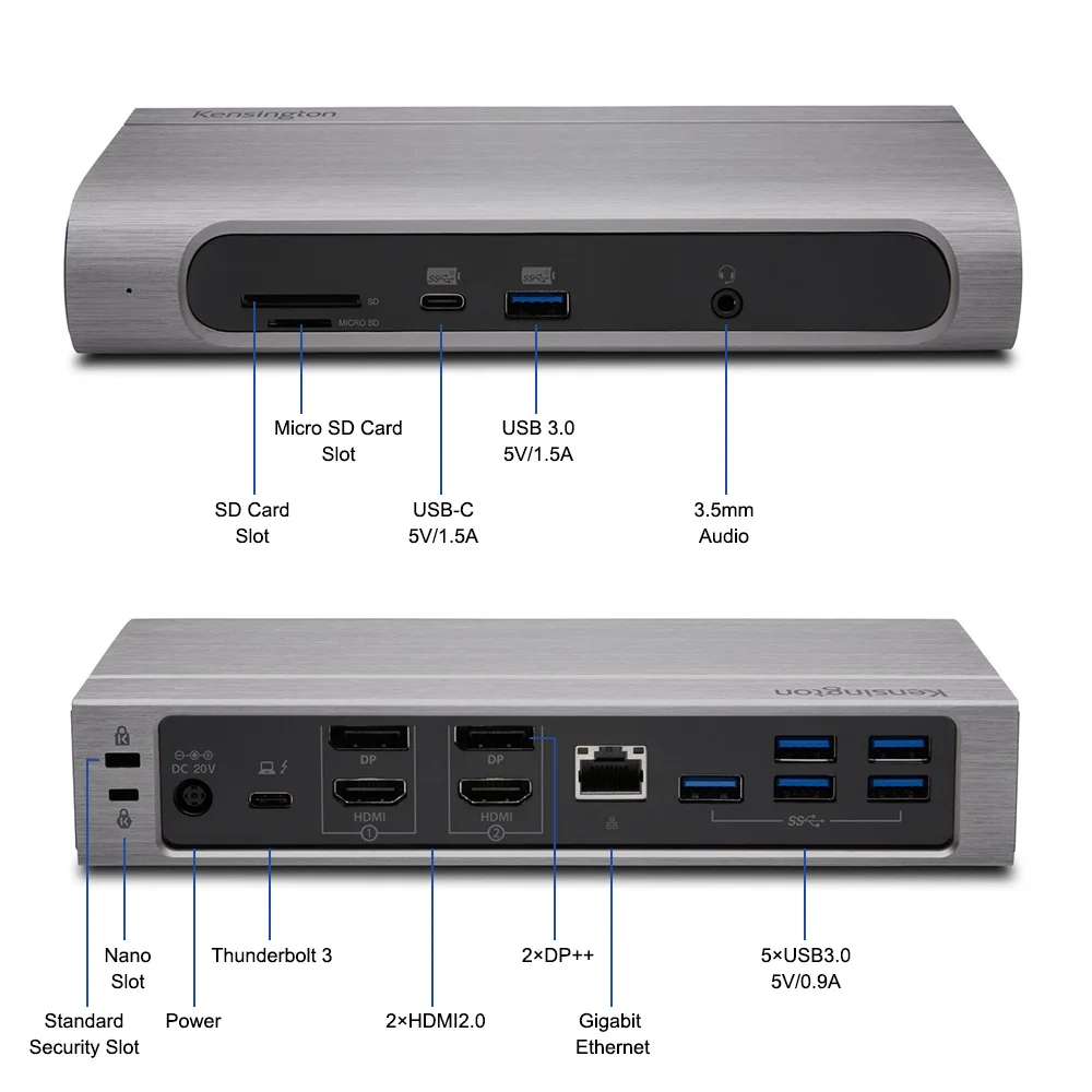 ケンジントン-DDR3hdmi2.0デュアル4kdp1.2hdmi2.0ドッキングステーションsd5600t,Mac pd3.0 96w usb3.1 タイプc,SDカード,k34009 AliExpress