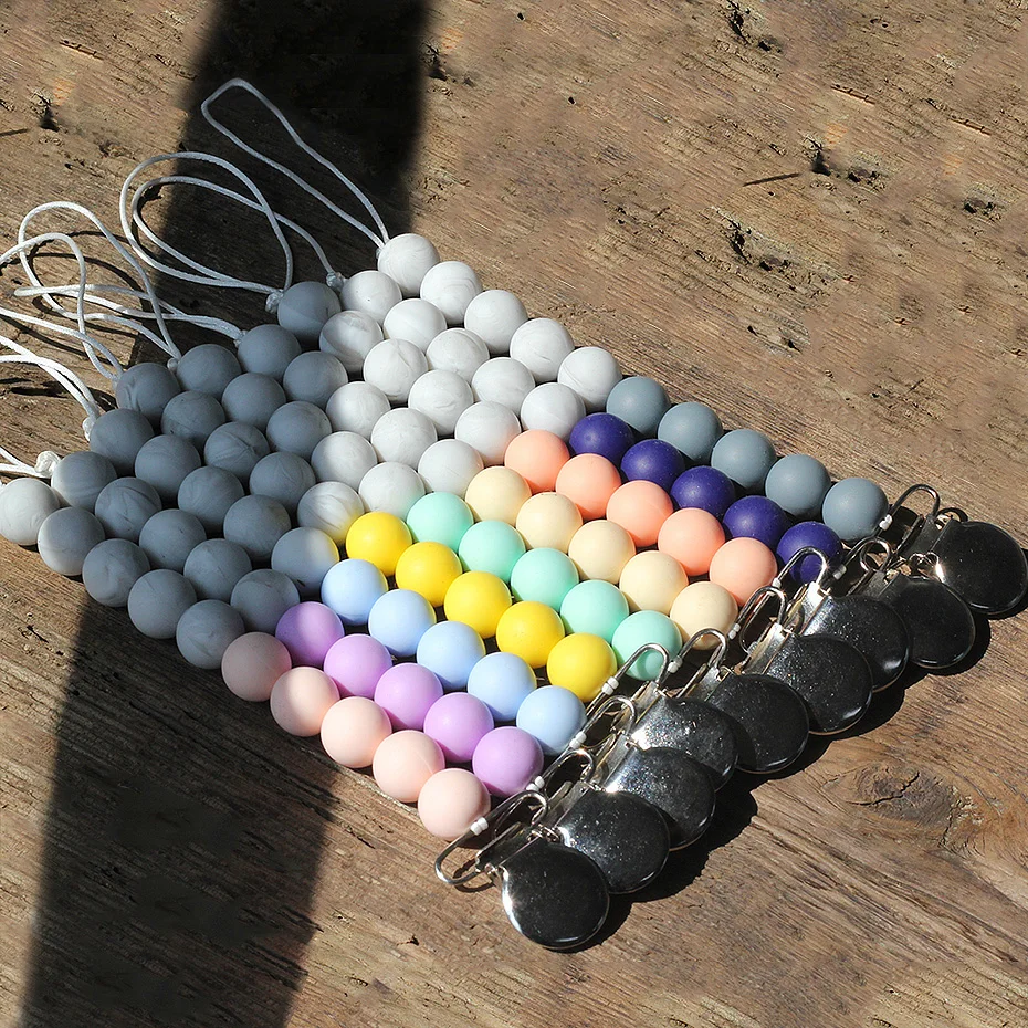 

1pc Silicone Beads Bpa Free Dummy Clip Pacifier Clips Baby Teething Food Grade Can Chew Accessories Baby Teething Toys