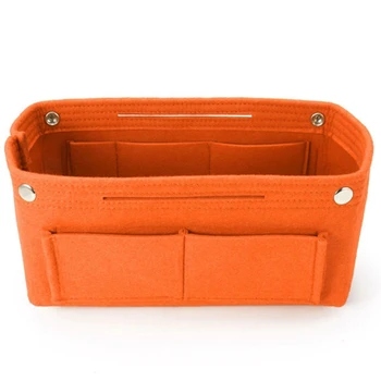 

Orange Women Fashion Felt Cloth Inner Bag Fits in Insert Handbag Multi-Pockets Cosmetic Bags Storage Personal Belongings Organiz