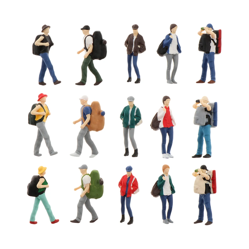 5 Pieces People Figurines 1:64 Scale Model Trains People Figures Tiny People Hiking for Miniature Scenes
