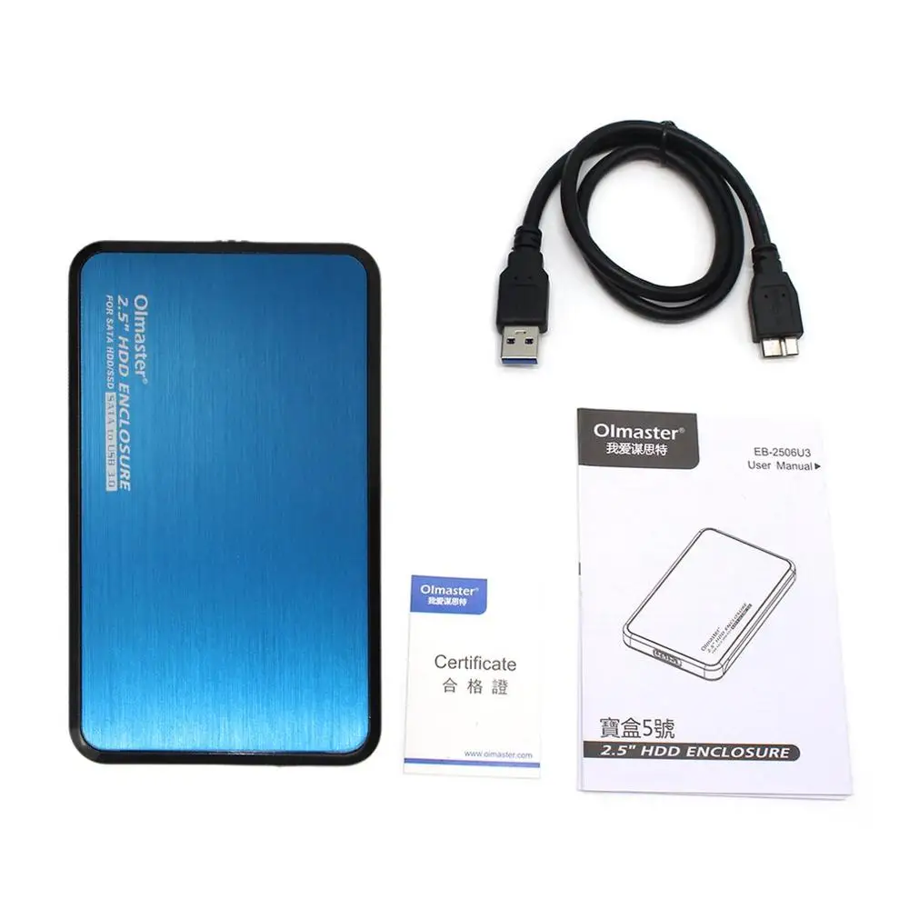 Olmaster 2,5 дюймовый HDD SSD чехол Sata к USB 3,0 адаптер 5 Гбит/с жесткий диск корпус HDD диск для WIndows PC - Цвет: Синий