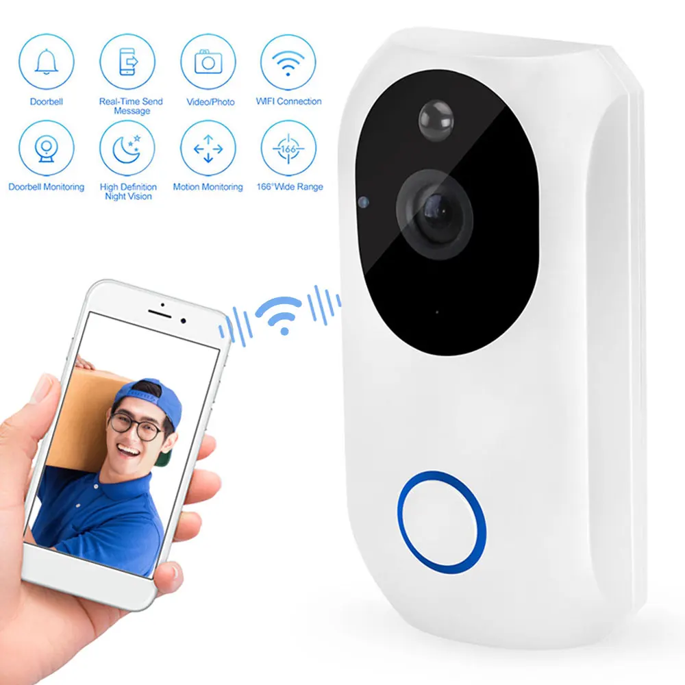 Многофункциональный 1080P высокой четкости Интеллектуальный wifi Визуальный дверной звонок с внутренним приемником Дин-Донг помощник домашней безопасности